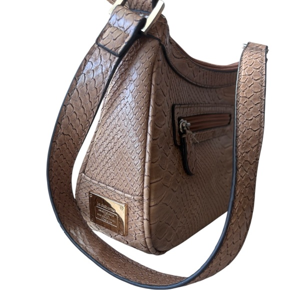 Liz Claiborne cognac beige tan embossed snake print shoulder purse NWT - Picture 1 of 7